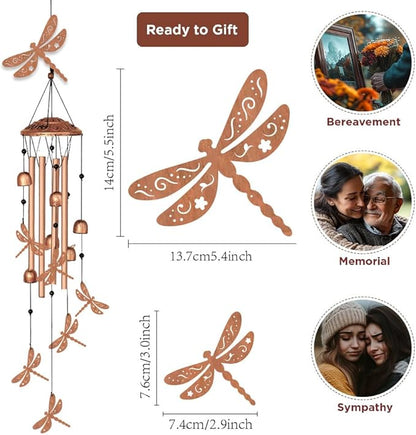 ORIGACH Dragonfly Wind Chimes for Outside Metal Dragonfly Wind Chime Birthday Gifts Memorial Gifts for Women Men Mom Grandma Wife Friends Wind Chimes for Outdoor, Indoor, Home and Garden Decorations