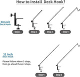 4 Pack Heavy Duty Fence Deck Hook 31 Inch for Bird Feeder-Extended-Adjustable-360 Degree Rotary-Solid Rod Plant Bracket Hanging Hooks for Planters, Suet Baskets, Lanterns, Wind Chime,Unassembled