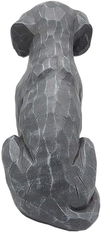 MeritMode 11.22" Geometric Dog Statue Resin Sculpture – Modern Abstract Dog Figurine, Stone Look Animal Decor for Living Room, Entryway, Garden & Dog Lover Gift