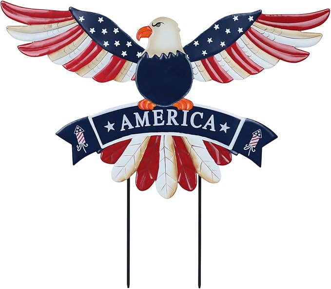 hogardeck 4th of July Decorations Outdoor, Bald Eagle Patriotic Decorative Garden Stakes for Fourth of July Decorations, Memorial Day Metal American Eagle for Outside Yard Porch Lawn Decor