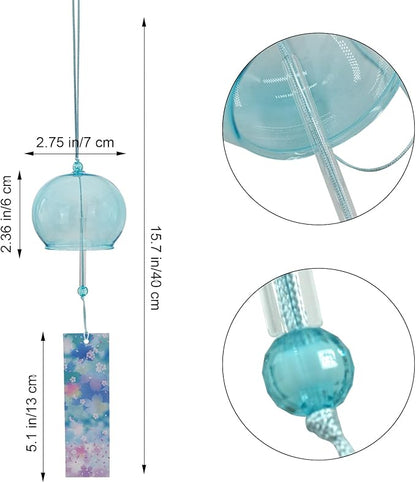 MrMrKura 6 Pcs Japanese Wind Chimes, Colorful Glass Wind Chimes with Label Handmade Bell Wind Chime Pendent for Outside Garden Patio Home Decor (Colorful)
