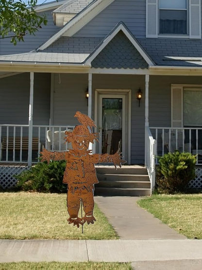 BestAlice 27.36 in Outdoor Metal Scarecrow, Garden Art, Fall Decorative Yard Signs with Stakes, Garden Yard Stake for Home Lawn Front Door Fall Harvest Wall Hanging Decor