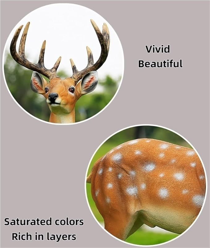 Garden Ornament, Resin Sika Deer Sculpture, Outdoor Garden Crafts Statue Ornament, Simulation Deer Decor Statue for Park, Lawn(25.6x18.5x6.3in)