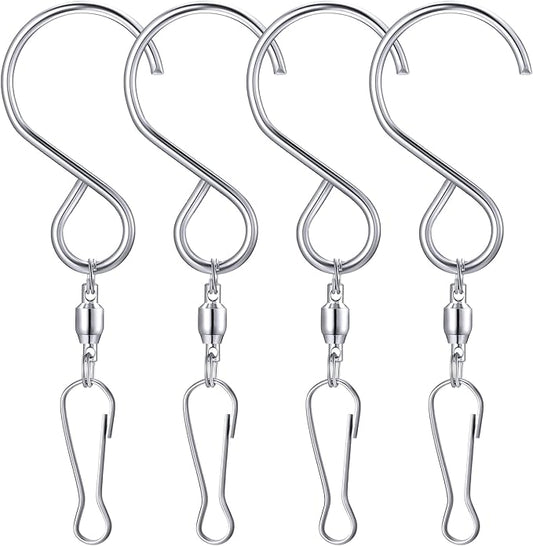 Mudder 1 Party Supply (4 Pack) Swivel Hooks Clips for Hanging Wind Spinners Crystal Twisters a