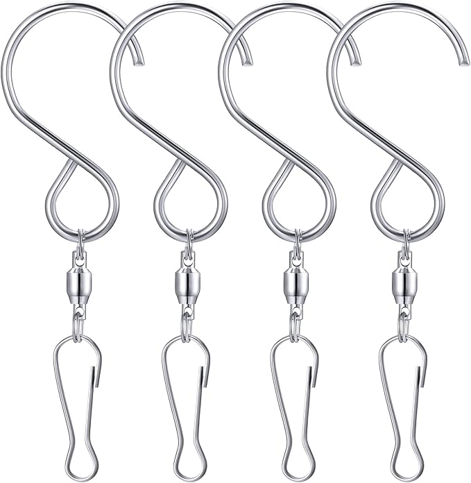 Mudder 1 Party Supply (4 Pack) Swivel Hooks Clips for Hanging Wind Spinners Crystal Twisters a
