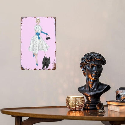 Vintage Metal Tin Sign 1940s Scottish Terrier Dogs for Home,Patio,Yard,Kitchen & More 8x12 Inches Retro Funny Quote Wall Decor for Indoor & Outdoor Use