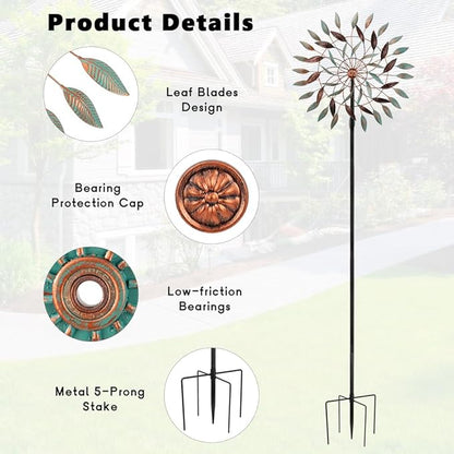 VEWOGARDEN Large Wind Spinners Outdoor Metal 3 Tier Wind Sculptures & Spinners Ornament Art for Garden, Patio, and Lawn Decoration