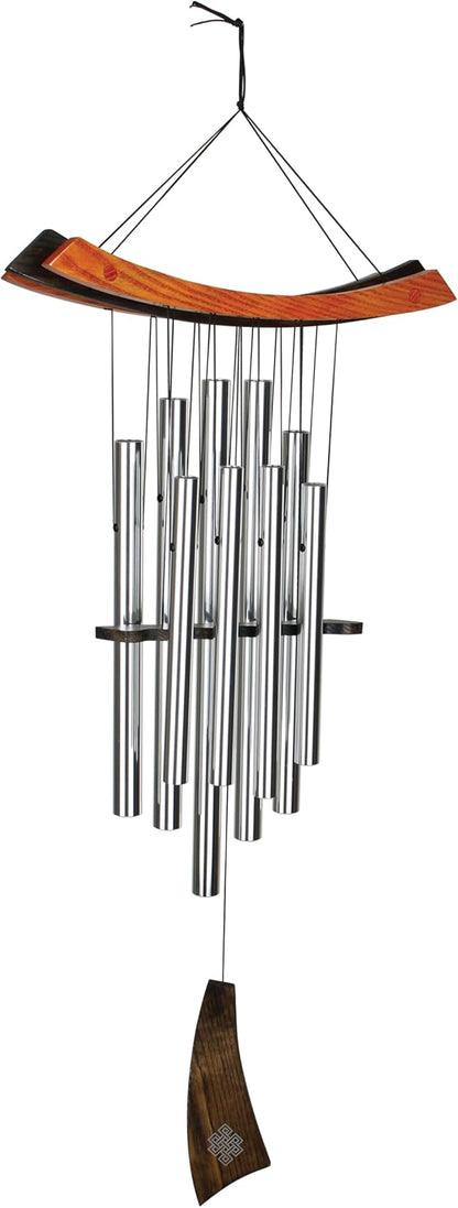 Woodstock Chimes Eastern Energy Healing Wind Chime for Outside 34" Medium Silver,Harmonic Light Sound, Outdoor Decor for Patio, Porch, Garden HC