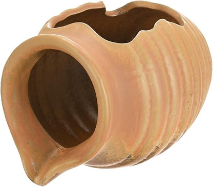 M METERXITY Ceramic Garden Fountain Spitter, Clay Pot Ecological Tank for Pond/Backyard Water Feature/Cave Waterfall/Landscaping, DIY Water Flow Jar Hydroponic Vase [5.5in, Classic Yellow]
