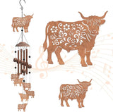OLYCRAFT Highland Cow Wind Chimes Outdoors Wind Chime Sympathy Memorial Windchime Iron Windchime Memorial Presents Animal Hanging Windbell for Patio Backyard Home Garden Pendant Decoration