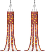 Fall Turkey Pumpkin Maple Leaf Windsock Flag Durable Lightweight Machine Washable Wind Sock with Tails Thanksgiving Patio Lawn Garden Tree Party Decoration