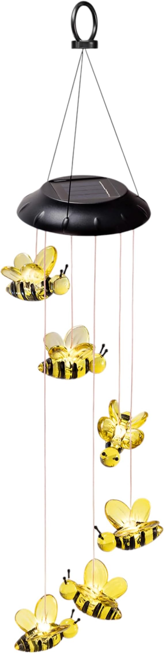 Alpine Corporation QLP832SLR Outdoor Solar Powered Wind Mobile with LED Bee Lights, LED Solar Lawn Décor, 27", Multicolor