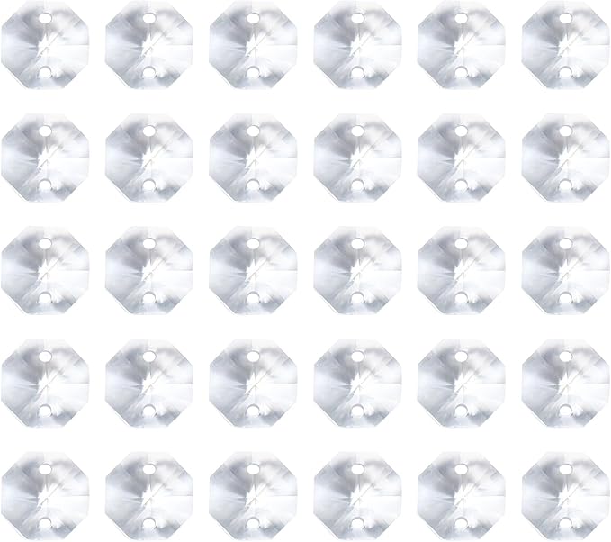 PATIKIL K9 Crystal Octagon Beads 2 Holes Pendants, 60 Pack 10mm Chandelier Prisms Parts Ornaments Hanging Beads for DIY Arts Crafts Decoration, Clear