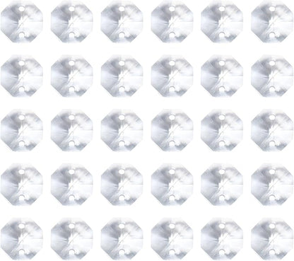 PATIKIL K9 Crystal Octagon Beads 2 Holes Pendants, 60 Pack 10mm Chandelier Prisms Parts Ornaments Hanging Beads for DIY Arts Crafts Decoration, Clear