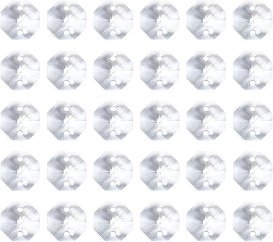 PATIKIL K9 Crystal Octagon Beads 2 Holes Pendants, 60 Pack 10mm Chandelier Prisms Parts Ornaments Hanging Beads for DIY Arts Crafts Decoration, Clear
