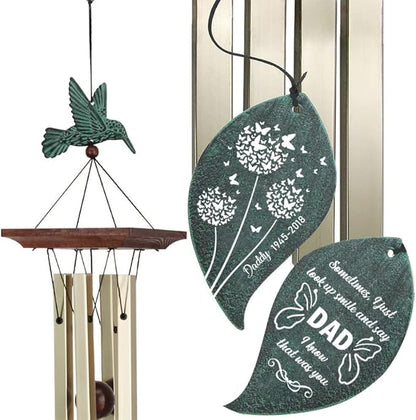 ASTARIN Wind Chimes Personalized Hummingbird Butterfly Dragonfly, Small Memorial Wind Chimes Outdoor, Wind Chimes with 4 Square Tubes for Patio Home Yard Housewarming Hanging Decor,Bird Collection