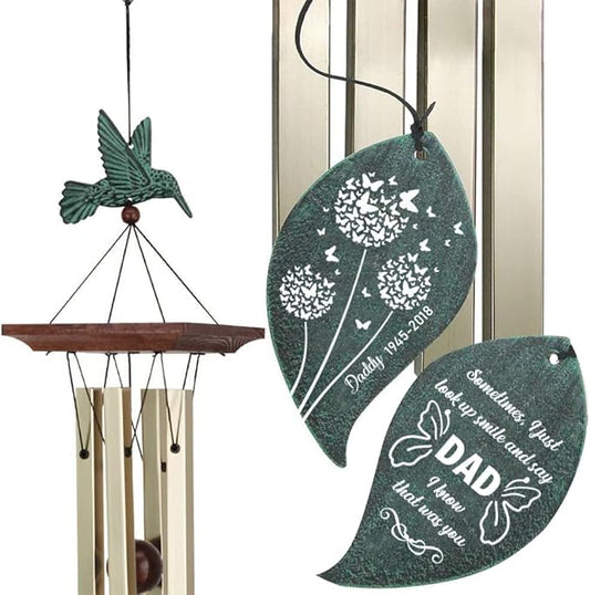 ASTARIN Wind Chimes Personalized Hummingbird Butterfly Dragonfly, Small Memorial Wind Chimes Outdoor, Wind Chimes with 4 Square Tubes for Patio Home Yard Housewarming Hanging Decor,Bird Collection