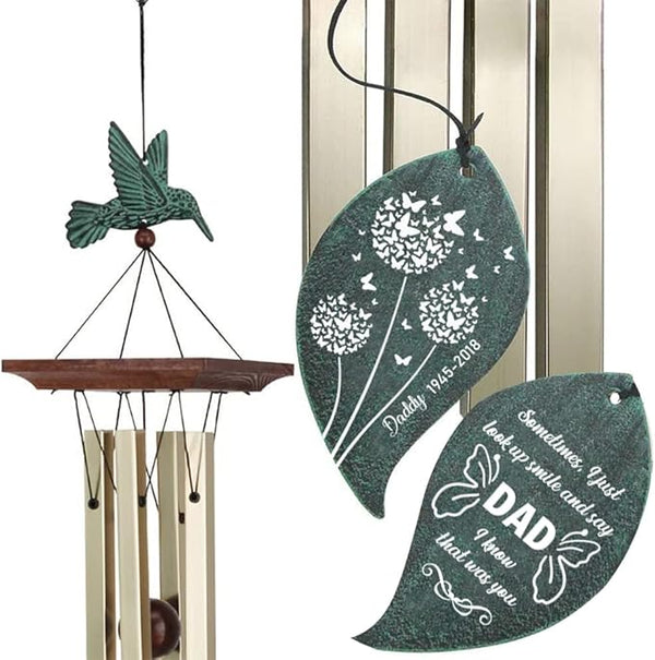 ASTARIN Wind Chimes Personalized Hummingbird Butterfly Dragonfly, Small Memorial Wind Chimes Outdoor, Wind Chimes with 4 Square Tubes for Patio Home Yard Housewarming Hanging Decor,Bird Collection