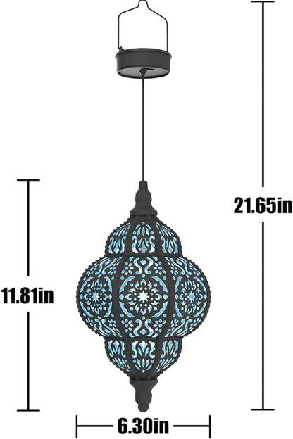 Hapjoy Hanging Solar Lights Outdoor Garden Decor Solar Lantern Waterproof Plastic Moroccan Outdoor Decorations for Patio Pathway Yard Backyard Garden Decorative (1, Black)
