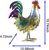 Metal Rooster Statue Garden Chicken Sculpture Decoration Metal Yard Art for Yard Outdoor Indoor Decoration (#A)