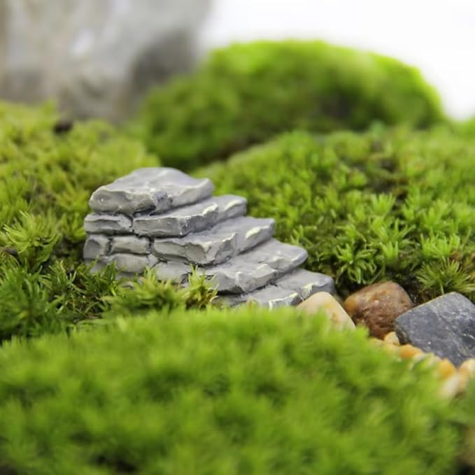 3Pcs Miniature Resin Bridge Stair Stone Straight Bridge Stairs Steps Garden Fairy Ornament Micro Landscaping Decor Bonsai Craft Straight Stairs Outdoor, Garden Sculptures and Statues, Decorations