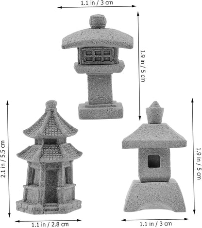 POPETPOP 4sets Durable Sandstone Statue Small Model for Garden Decor Home Desktop Ornaments 3pcs*4