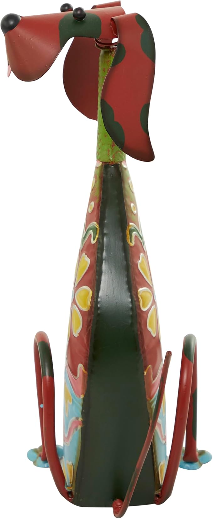Deco 79 Metal Dog Decorative Garden Sculpture Indoor Outdoor Garden Statue with Floral Pattern, Outdoor Sculpture 7" x 11" x 17", Multi Colored