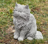 Generic White Concrete Persian Cat Statue, Outdoor, Modern, Grey