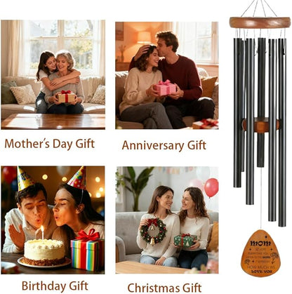 Memorial Wind Chimes for Outdoor, Mother Theme Metal Windchime with Carnation & Butterfly Design, Perfect Mother's Day and Mother's Birthday Gift, Wind Chime for Garden Patio and Home Decor