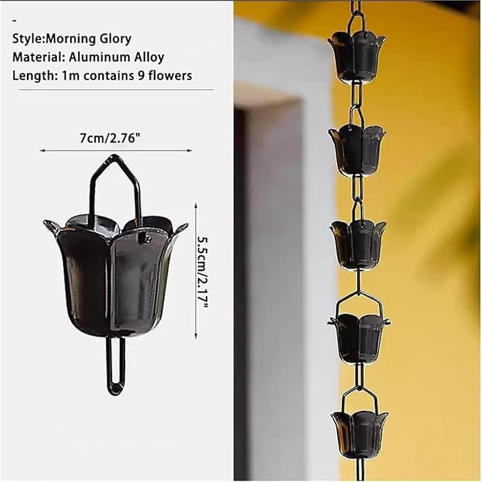 Pentagonal Rain Chain, Bell-Shaped Rain Chain for Gutter Downpipe, Garden Outdoor Decorative Rain Chain(Aluminum Alloy,2.6m/8.5ft)