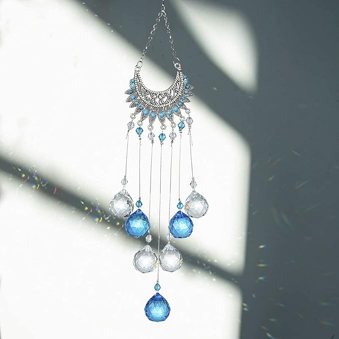 Crystal Peacock Suncatcher Stained Glass Beads Rainbow Maker Window Wall Hanging Prism Pendant Garden Outdoor Home Decor Ornaments