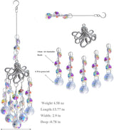 SUNCATCHER with Crystals, Octopus Suncatchers for Window AB Chandelier Beads Crystal prisms, Sun Catcher Gifts for Any Occasion as a Present