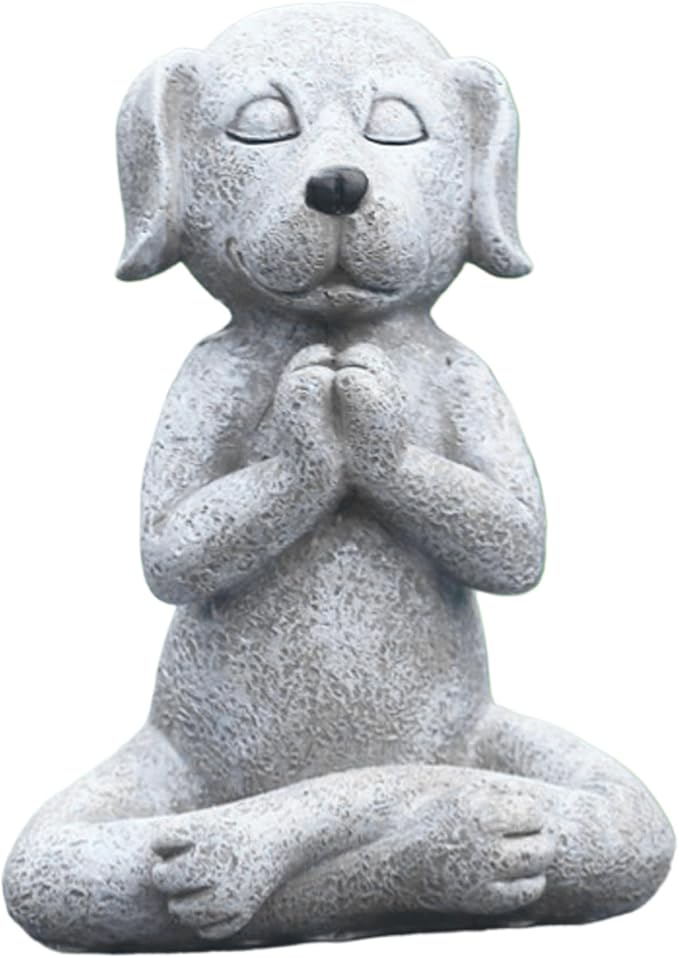 Dog Statue, 4.72 inch Buddha Dog Decor, Weather-Resistant Resin Yoga Statue, Cute Funny Zen Garden Decor Outdoor for Home and Garden, Yoga Statue, 12cm