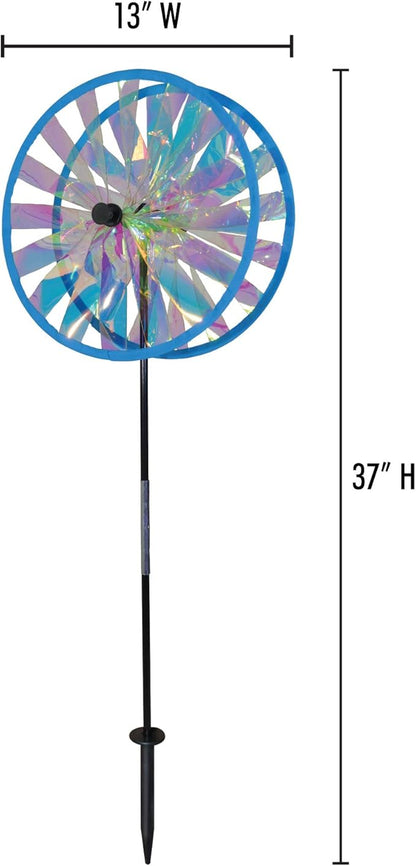 In the Breeze 13-Inch Duo Iridescent Wheel Spinner, Outdoor Ground Décor, 2688