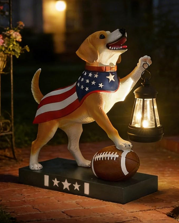 Solar Dog Garden Statue with Lantern - Unique Gifts for Women Mom Grandma, Sculpture Outdoor Decor for Patio, Porch, Yard, Lawn, Balcony