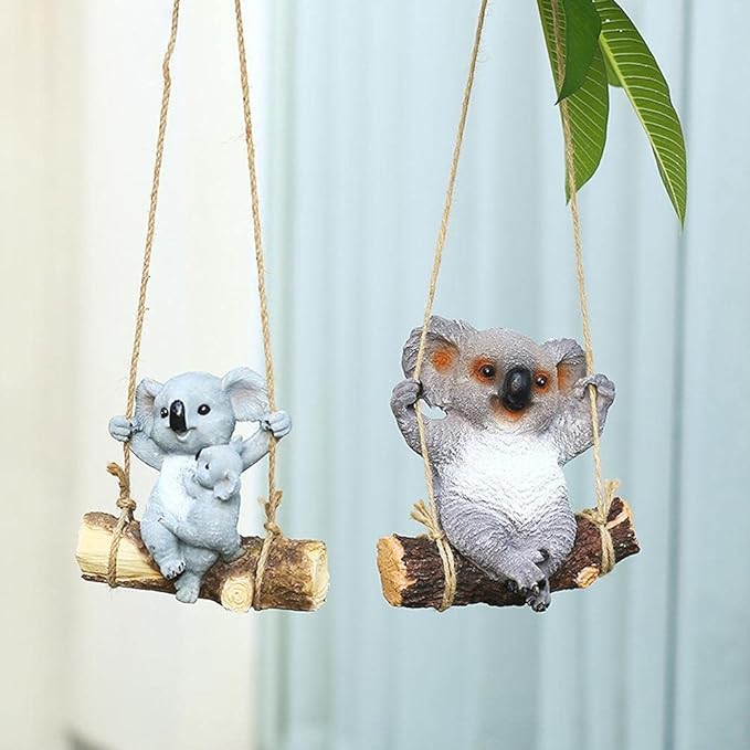 Hanging Koala, Animal Garden Statue, Funny Swing Koala Bear Sculpture, Decor for Indoor Outdoor Patio Yard Lawn House