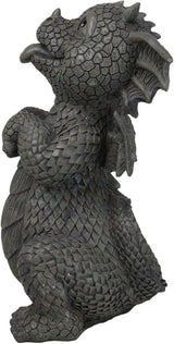 Ebros Whimsical Garden Dragon Begging for Attention Statue 10.25" H Cute Baby Dragon Panting Faux Stone Resin Finish Figurine Dungeons and Dragons Mythical Fantasy Sculpture Guest Greeter Home Decor
