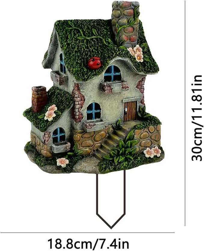 pistro Moss Cottage Garden Stake, 2D Acrylic Decorative Lawn Sculpture, Easy-to-Use Patio Stake for Fence, Pathway, Spring Yard, Outdoor Lawn Decoration