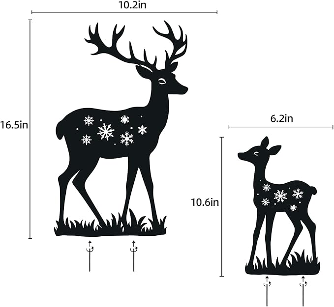 WACLSTDAY Deer Garden Decor for Outside, Metal Decorative Garden Stakes, Deer Gifts for Women Men Black Silhouette Statues Decorations for Yard Art, Patio, Backyard, Outdoor, Lawn Ornaments