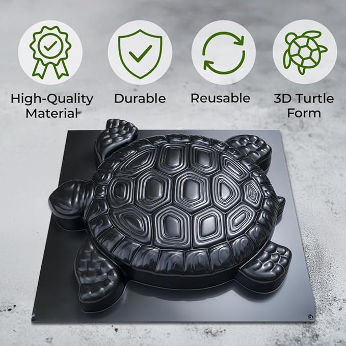 Turtle Stepping Stone Mold Garden Concrete Mold Cement Plastic ABS 2mm - Tortoise Mould for Cement - Paving DIY Turtle Garden Stone Path Form