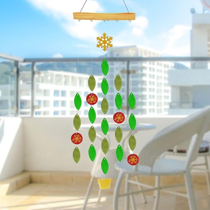 Solar Wind Chimes Unique Light, Glass Mobile Hanging Solar Light Wind Chime for Home, Garden, Patio and Yard Decor