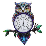 22" Outdoor Thermometer, Large Metal Indoor Wall Thermometer, Printed Owl Outside Thermometer with Large Number for Patio Home Room Decor