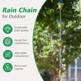 10ft Rain Chains for Outside, 12-Cup Rain Chain Replacement Downspout for Gutters,Eaves, Drainage, Adjustable Length(Green & Yellow)