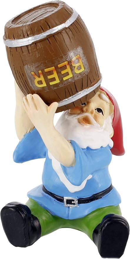 Gnometastic Mini Gnomes - Drinking Gnome, 4 inch Drunk Gnome for Fairy Garden, Indoor Outdoor Funny Garden Gnomes Decoration for Yard, Planter, Lawn Ornament, Patio and Home Decor