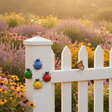 Cruis Cuka Metal Garden Wall Art Decorative Set of 4 Cute Colorful Ladybugs Outdoor Wall Sculptures Yard Art Lawn Ornaments for Fence Patio, Gifts for Mom Housewarming
