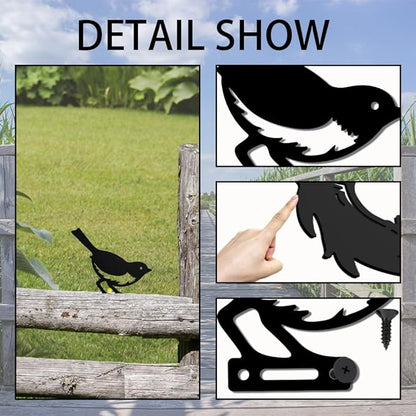 WADORN 4Pcs Birds Metal Yard Art Decor, Birds Animal Metal Outdoor Tree Silhouette Stake for Tree Yard Garden Patio Animal Outdoor Craft Statue Ornaments Gift for Housewarming Home Art Decor