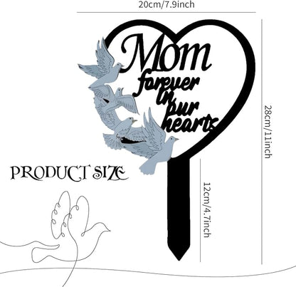 11 inch Metal Mom Memorial Stake Grave Decorations for Cemetery Gravesite Sympathy Markers Waterproof Memorial Gifts for Loss of Mother Tombstones Plaque Outdoors Lawn Yard Decor