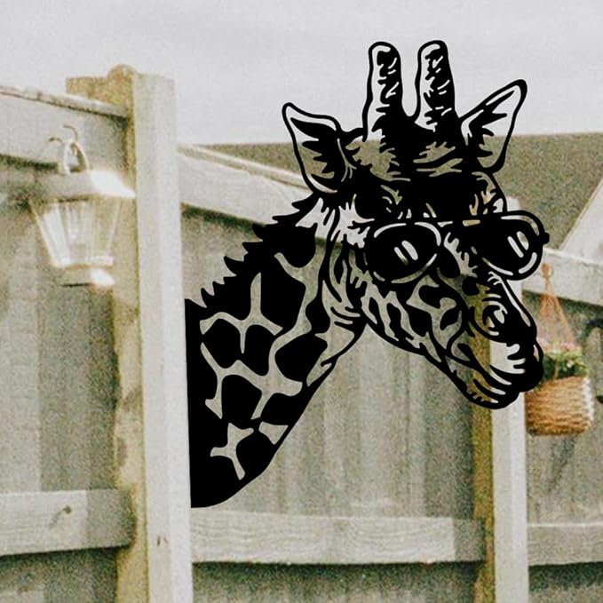 WADORN Giraffe Metal Garden Decor Stakes, Animals Iron Outdoor Tree Silhouette Stake for Tree Yard Garden Patio Metal Art Outdoor Sculpture Decor Gift for Housewarming Home Art Decor