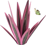 Outdoor Garden Metal Yard Art: Metal Agave Plants Outdoor Decor, Lawn Ornaments for Outside, Large Leaf Enlarge Thickened Artificial Agave Plant, for Outdoor Garden Yard Sculpture Decor (Pink)