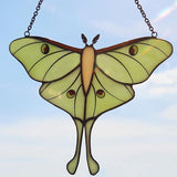 Handmade Suncatcher Luna Moth Decor, Stained Glass Window Hanging, Suncatchers for Windows Hanging, Mother's Day Sun Catcher Gifts for Women Mom Grandma Butterfly Lovers